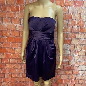 Snap Eggplant Purple Strapless‎ Satin Dress